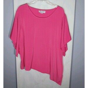 Vtg Womens Asymmetrical Top Sz 3X Vibrant Pink Butterfly Sleeves Flowy Artsy Y2K